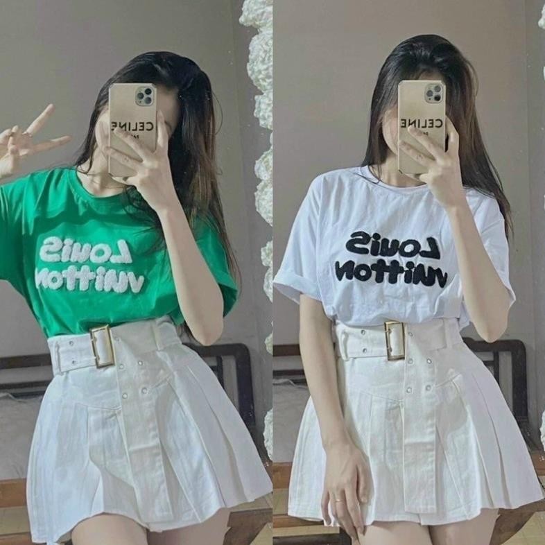 CHÂN VÁY KAKI XẾP LY XOÈ PHỐI NỊT DT2K1