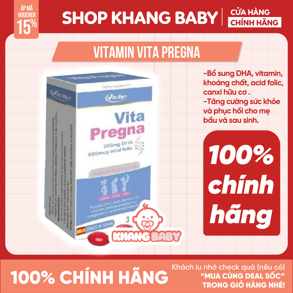 Vitamin cho phụ nữ mang thai và cho con bú Vitalife Vital Pregna - Shop Khang Baby