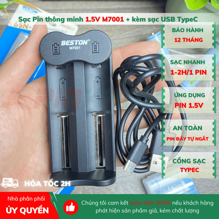 🔋 Beston M7001: Sạc Pin 18650 - 2 cổng 3.7V giá tốt nhất