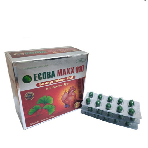 Viên bổ não Ecoba Maxx Q10 Ginkgo Biloba 360 Hỗ trợ hoạt huyết, giúp tăng cường lưu thông máu não