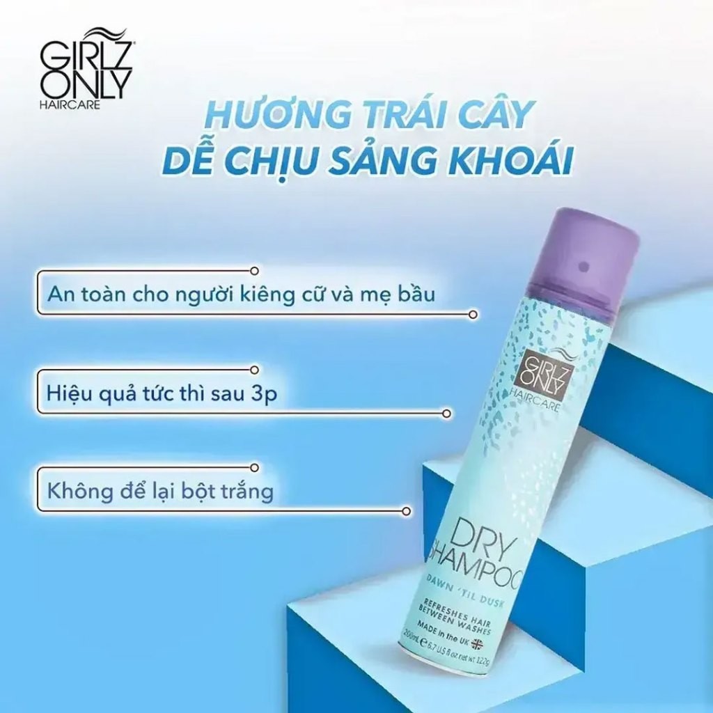 [ĐƠN 109K TẶNG QUÀ - DEAL GIỚI HẠN] Dầu Gội Khô Girlz Only Lưu Hương Dài Lâu Sạch Tóc Bồng Bềnh 200ml Hasaki Chính Hãng