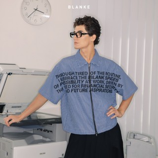 BLANKESPACE Áo Sơ Mi Finance Shirt Chất Liệu Kate Lụa Sọc Xanh Form Boxy Nam Nữ Unisex