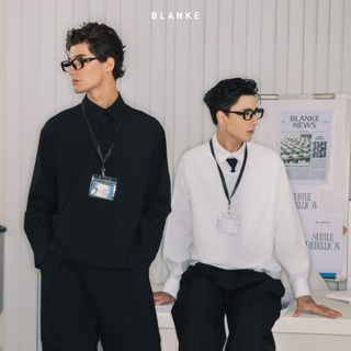 BLANKESPACE Áo Sơ Mi Tay Dài Layer Shirt Hai Màu Đen Trắng Chất Liệu Kate Oxford Kèm Cavat Unisex