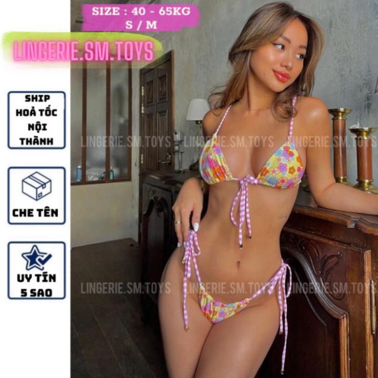 B2023 - Bikini Hoạ Tiết Hoa Sắc Màu Nổi Bật Tôn Da CÓ BIGSIZE Thiết Kế Cột Dây Sexy Cosplay sexy gợi