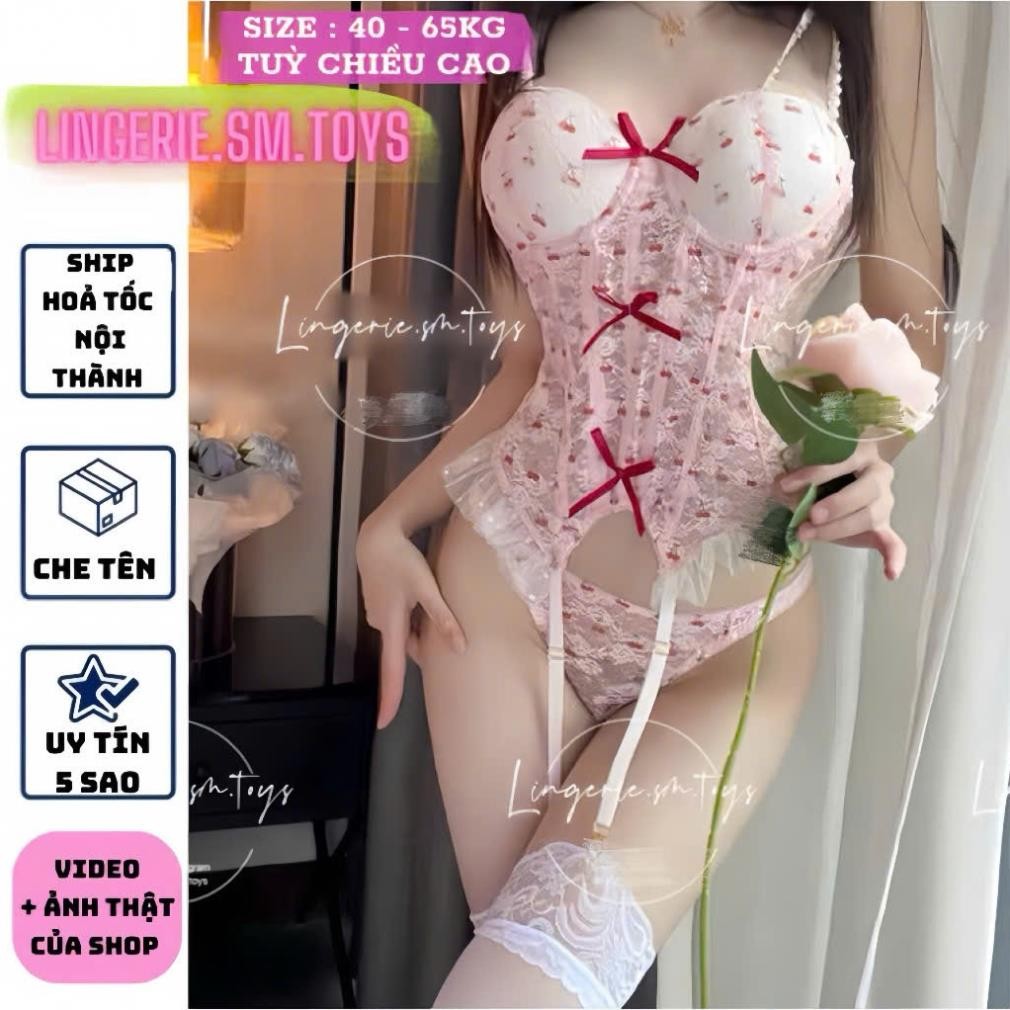 ME6002 “Cheri Cheri Lady” - Nội Y Ngọt Ngào Với Hoạ Tiết Trái Cherry Đỏ Mọng Quyến Rũ Cosplay sexy g