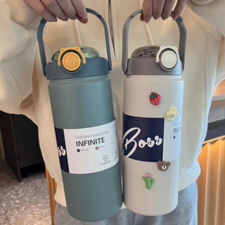  Bình Giữ Nhiệt Boss 1200ml Lõi Inox 304 Có Quai Xách Kèm Ống Hút   tặng miếng dán 2D + sticker   