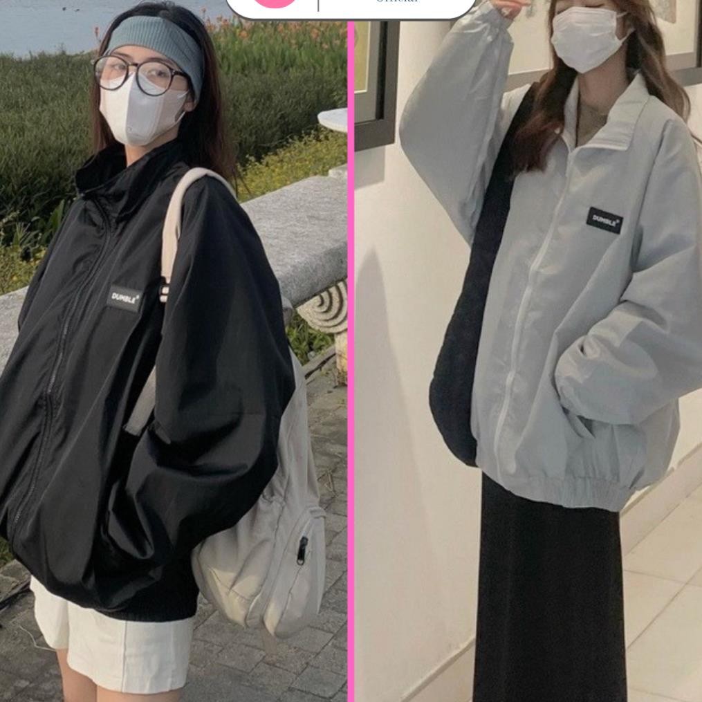 Áo Khoác Dù Dumble Logo thêu trơn Vải Gió 2 Lớp Unisex Form Rộng Nam Nữ