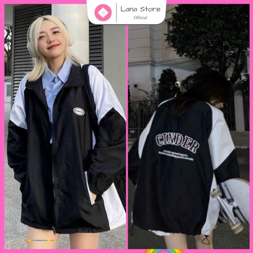 Áo Khoác Dù Cinder Logo in Vải Gió 2 Lớp Unisex Form Rộng Nam Nữ