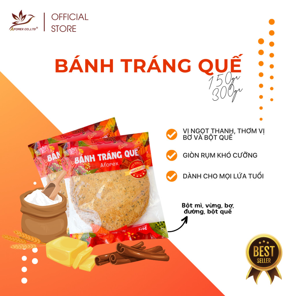 Bánh tráng Quế Aforex Co.,Ltd Bánh ăn vặt snack giòn thơm