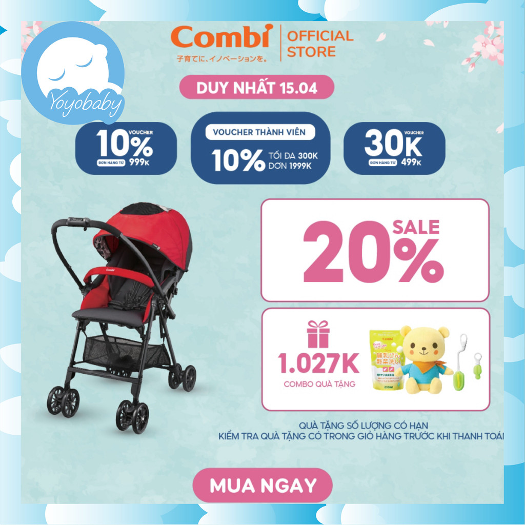 Xe đẩy Combi NEYO màu đỏ/xanh