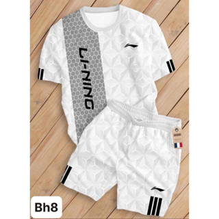 Bộ Cộc Thể Thao Nam Tay Lỡ LINING Bo Viền Bản Đẹp Bộ Quần áo tay lỡ rộng Phong Cách Thể Thao xx