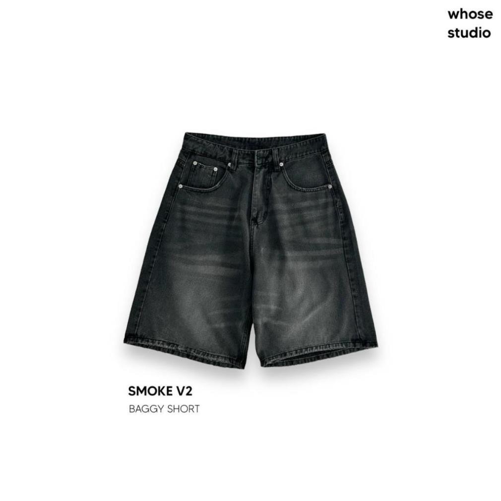 SMOKE V2 BAGGY SHORT - Quần short qua gối đen 1302