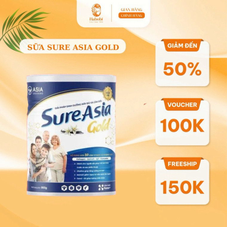Sữa Sure Asia Gold Hương Vani Bổ Sung Dinh Dưỡng Phục Hồi Sức Khỏe Hộp 900g