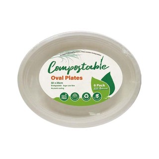 Bộ 6 đĩa bã mía oval uncle bills đĩa bã mía tự phân hủy an toàn môi trường - ob0381