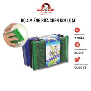 Bộ miếng rửa chén kim loại 4 cái uncle bills bc0602