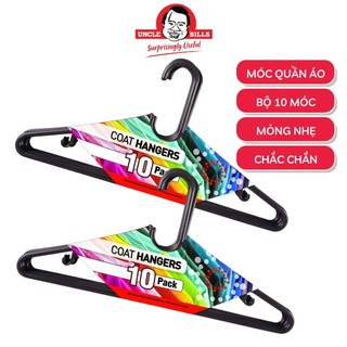 10 móc treo quần áo uncle bills bl0114 chất liệu nhựa cao cấp cứng cáp, có rãnh để mắc dây áo, chống trượt