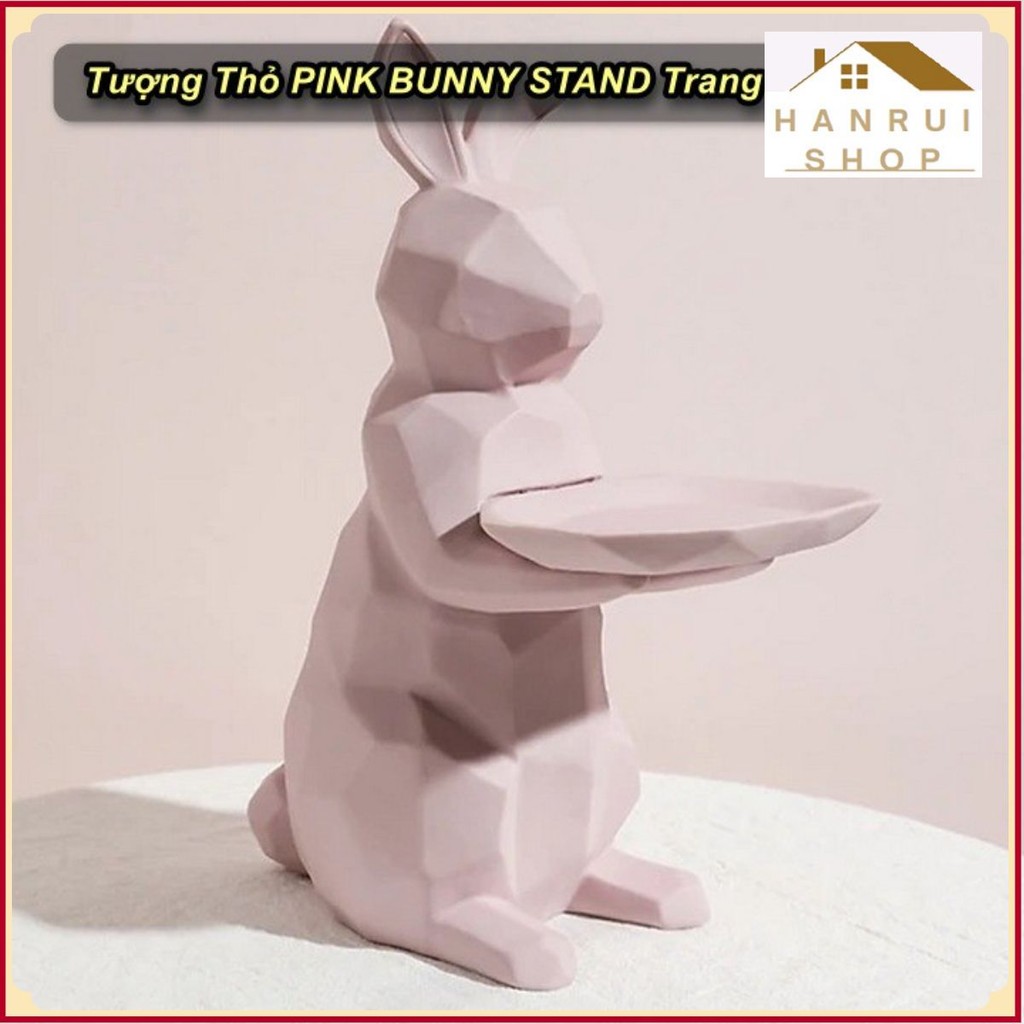 Tượng Thỏ PINK BUNNY STAND Trang Trí Decor ❤️Hanrui Shop❤️