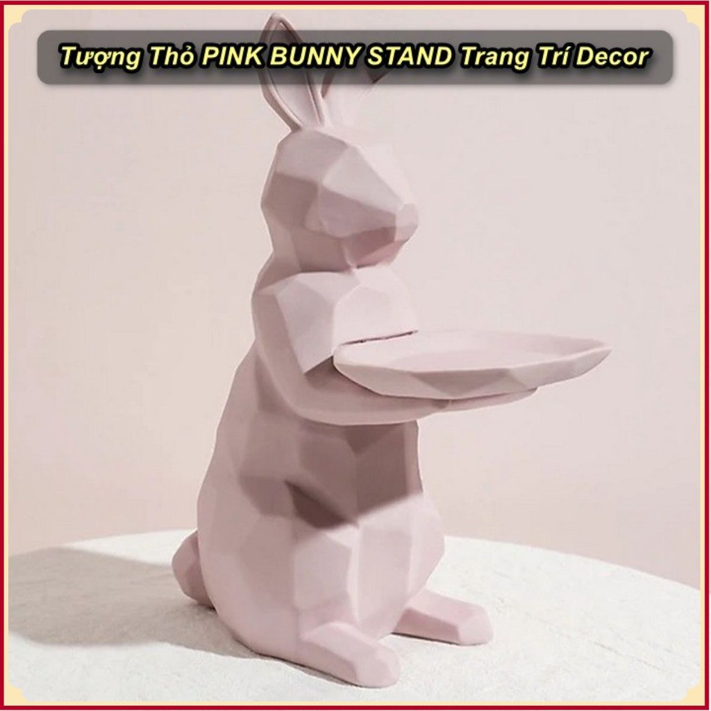 Tượng Thỏ PINK BUNNY STAND Trang Trí Decor 💯Store VN💯