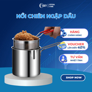 Nồi Chiên Ngập Dầu 2In1 Bằng Thép Không Gỉ 304 Có Lưới Lọc Tiết Kiệm Dầu Dùng Được Bếp Từ GVQ Store