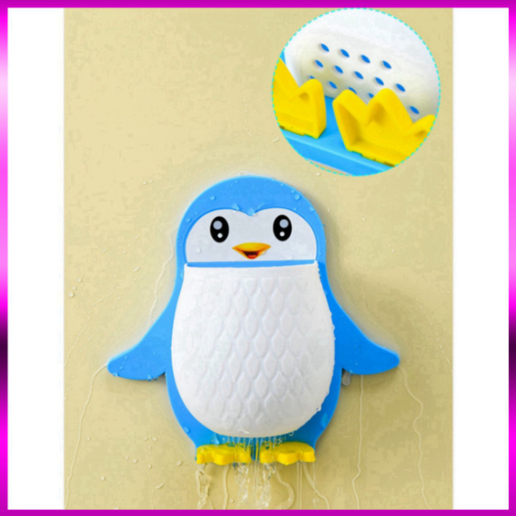 Kệ treo/ốp/ dán tường hình chim cánh cụt (penguin) đựng bàn chải/ điều khiển/cọ/ lược đa năng