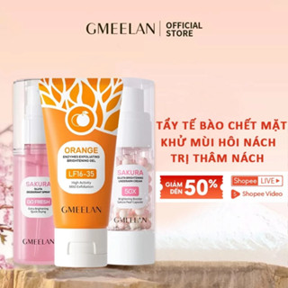 GMEELAN Gel Tẩy Tế Bào Chết Da Mặt 50g + kem trắng nách 30g + xịt khử mùi hôi nách 50g 