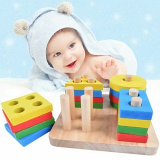 Đồ chơi trí tuệ cho bé, thả hình 4 trụ cơ bản