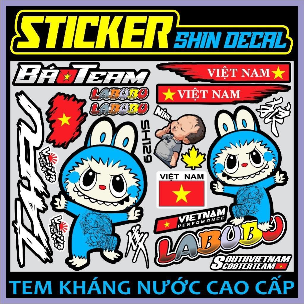 Tem dán xe điện labubu siêu hót trend , icon, sticker, hình dán lá cờ việt nam trang trí xe siêu đẹp