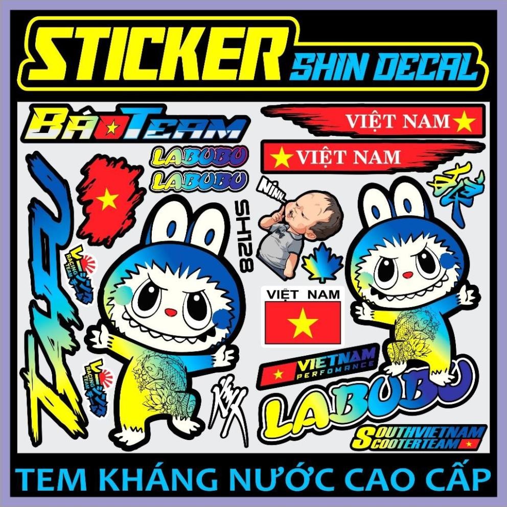 Tem dán xe điện labubu siêu hót trend , icon, sticker, hình dán lá cờ việt nam trang trí xe siêu đẹp