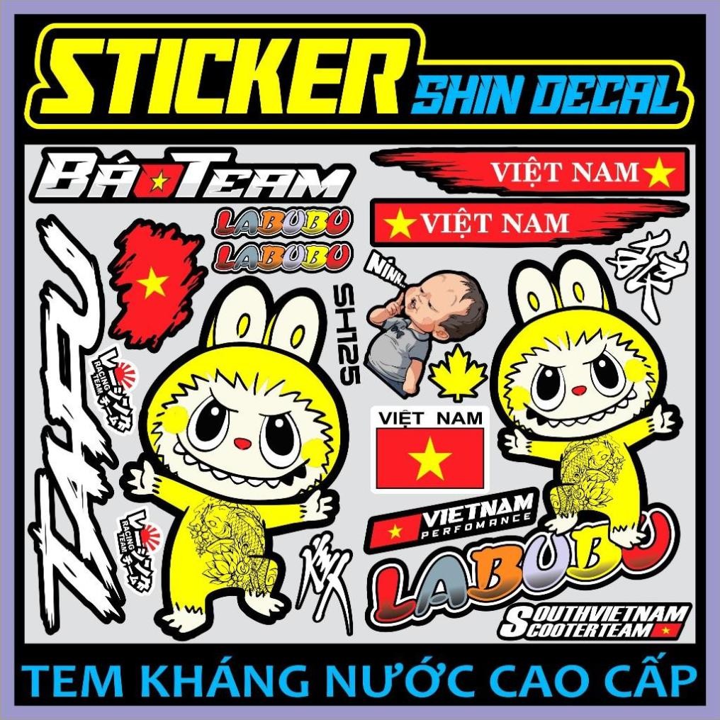 Tem dán xe điện labubu siêu hót trend , icon, sticker, hình dán lá cờ việt nam trang trí xe siêu đẹp