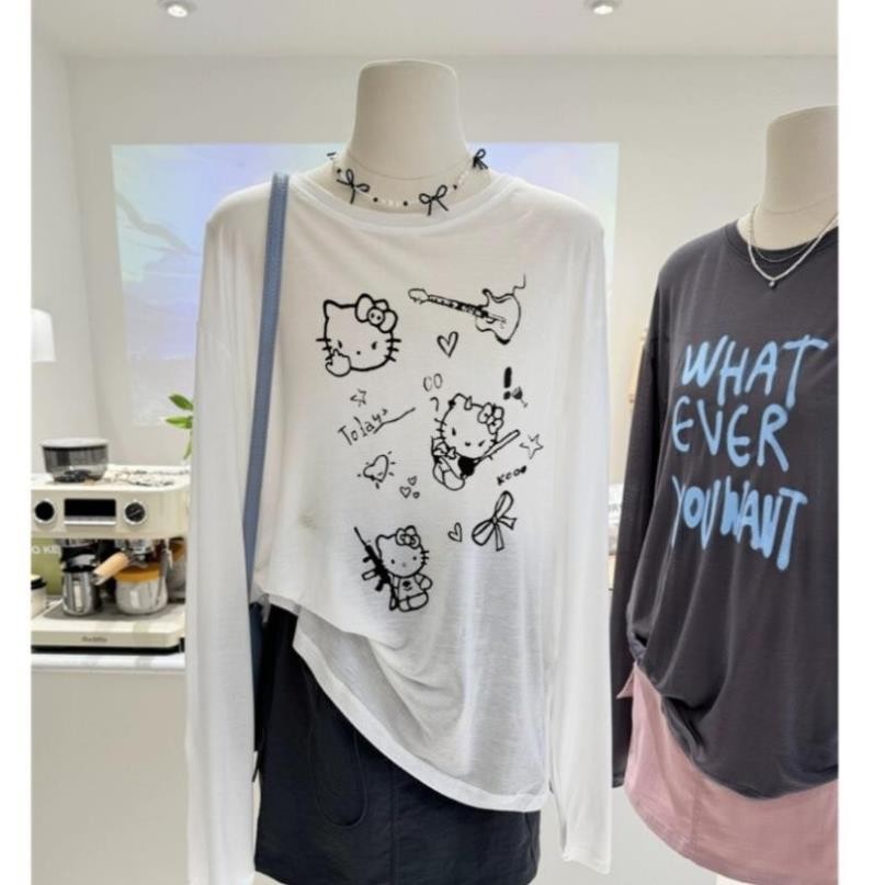 Áo tay dài form rộng in hình vintage , áo thun GIẤY chống nắng 2025,i hottrent mỏng nhẹ UT