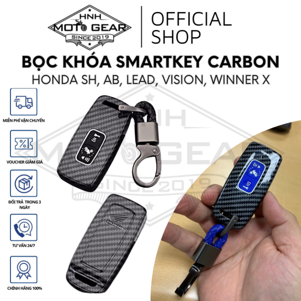 Bọc Khóa Smartkey SH 350i, SH, SH Mode, Vision 24, Winner X Loại 2 Nút Carbon