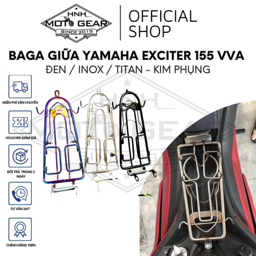 Baga Giữa Cho Exciter 155 VVA Màu Đen / Inox / Titan Kim Phụng