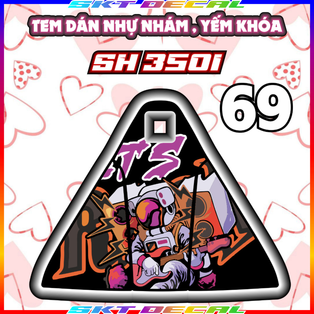 Tem dán yếm trước sau xe SH350i dán trang trí natra baby three decal sticker nhãn dán