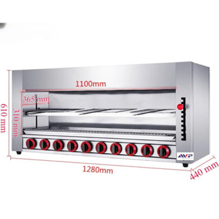 Lò nướng salamander 4-6-8-10  họng inox 304 chạy gas nướng hải sản, thịt,sườn ...cho nhà hàng khách sạn, hộ kinh doanh