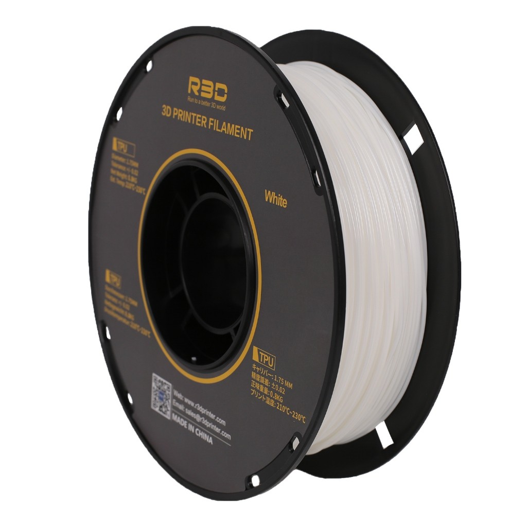 【R3D】Nhựa TPU in 3D độ bền cao, màu Trắng - Nhựa sợi FDM in 3D chính hãng R3D