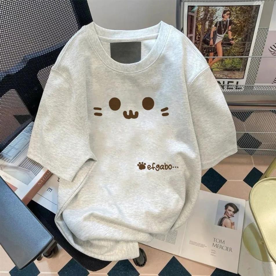 Áo Thun Phông Form Rộng Cotton cộc tay mẫu mới mùa hè in hình mèo con UT