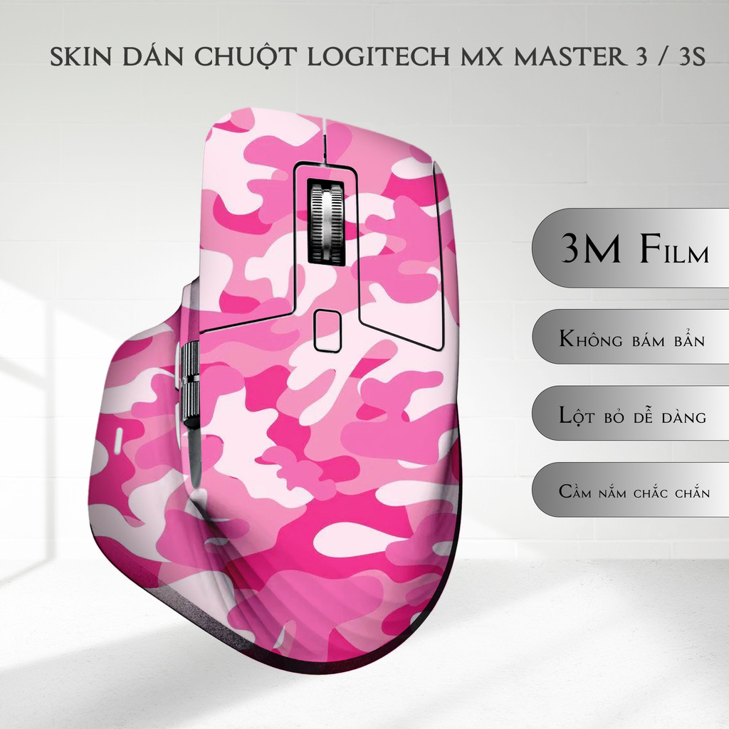 Skin dán chuột Logitech MX Master 3, 3s mẫu camo hồng | Film 3M | Custom theo yêu cầu