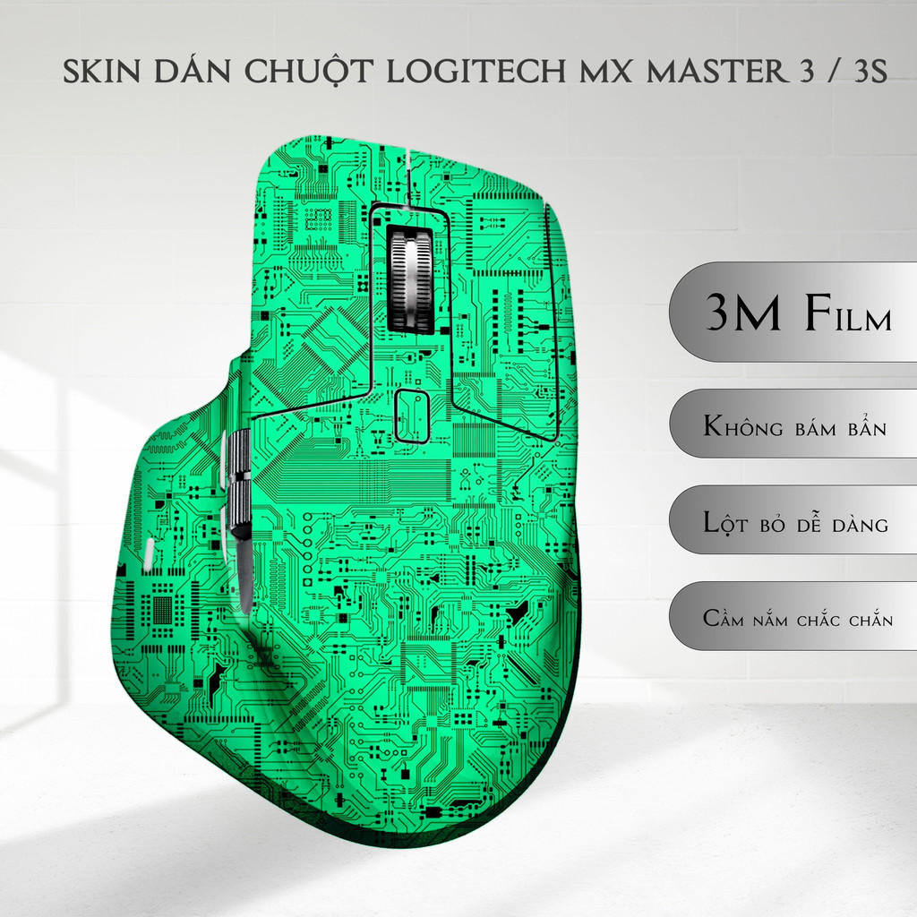 Skin dán chuột Logitech MX Master 3, 3s mẫu Glow Circuit | Film 3M | Custom theo yêu cầu