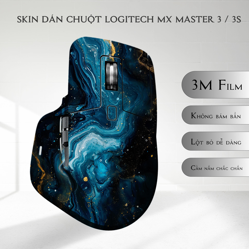 Skin dán chuột Logitech MX Master 3, 3s mẫu Golden Ripples | Film 3M | Custom theo yêu cầu