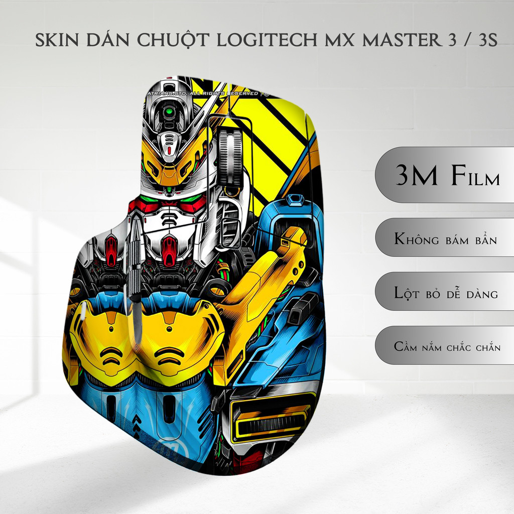 Skin dán chuột Logitech MX Master 3, 3s mẫu Gunbdam vàng | Film 3M | Custom theo yêu cầu