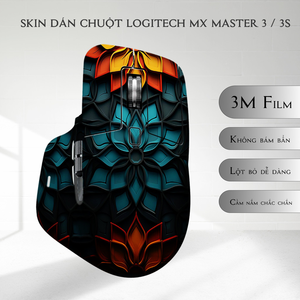 Skin dán chuột Logitech MX Master 3, 3s mẫu hoa lửa | Film 3M | Custom theo yêu cầu