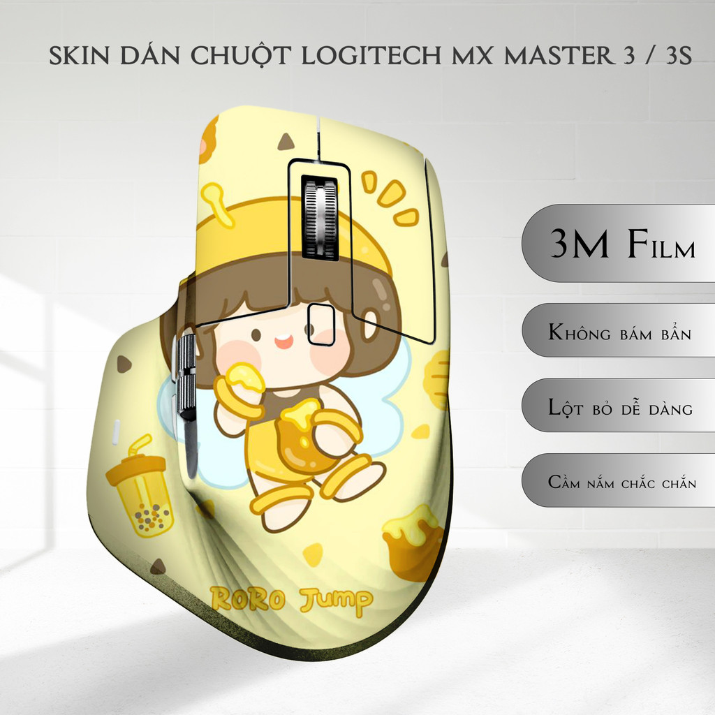 Skin dán chuột Logitech MX Master 3, 3s mẫu Roro Jump | Film 3M | Custom theo yêu cầu