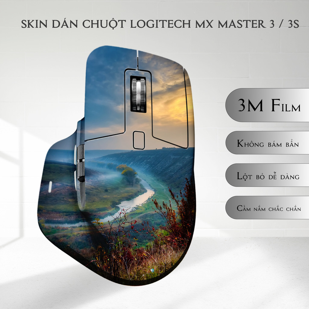 Skin dán chuột Logitech MX Master 3, 3s mẫu sông núi | Film 3M | Custom theo yêu cầu