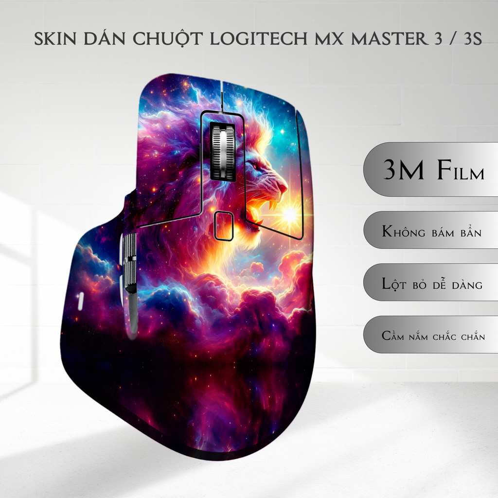 Skin dán chuột Logitech MX Master 3, 3s mẫu Sư tử | Film 3M | Custom theo yêu cầu