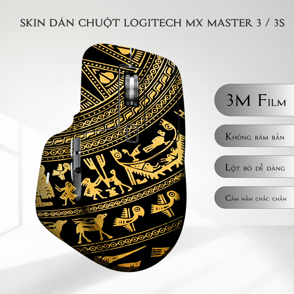 Skin dán chuột Logitech MX Master 3, 3s mẫu Trống đồng | Film 3M | Custom theo yêu cầu