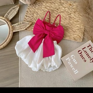 Bộ Áo dây (7-25kg) may gắn nơ, nhúng thun sau lưng + quần bí 2 lớp vải