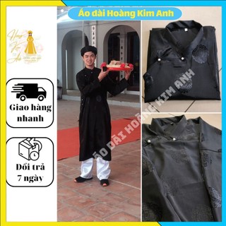 Áo dài nam truyền thống Thái Tuấn kèm khăn đóng mấn màu đen mặc lễ, cúng đình, chùa - Trang phục truyền thống áo dài nam