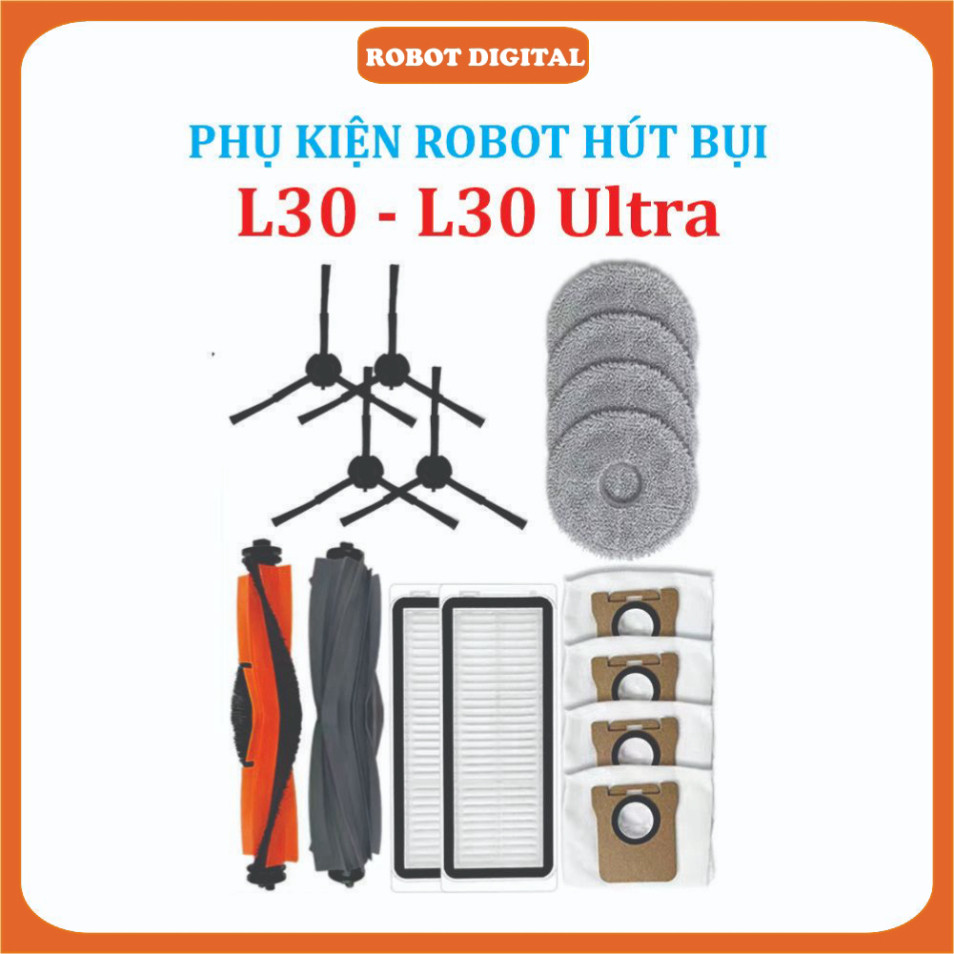 Phụ kiện Robot hút bụi Dreami L30- L30 Ultra, Lọc hepa , Khăn, Chổi giữa, Chổi cạnh, Túi rác '