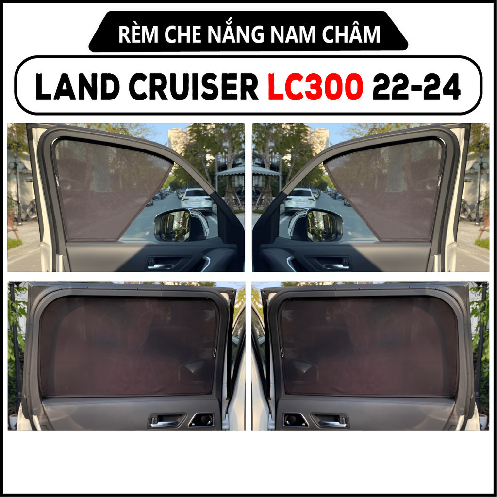 Rèm nam châm loại 1 Xe TOYOTA LAND CRUISER LC300, Bộ 4 tấm chuẩn form xe, Chống Tia UV - Bảo Hành 24