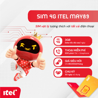 iTel - SIM 4G - Gói MAY89 3GB/ngày - 90GB/tháng, miễn phí gọi nội mạng